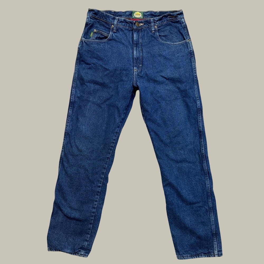 Cabela's Fleece Lined Jeans Mens 34x34 Blue Good Insulated Straight Leg Denim